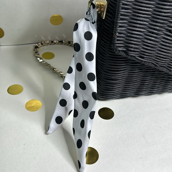 Zara black rattan basket bag with snap closure and chain strap - Picture 3 of 7